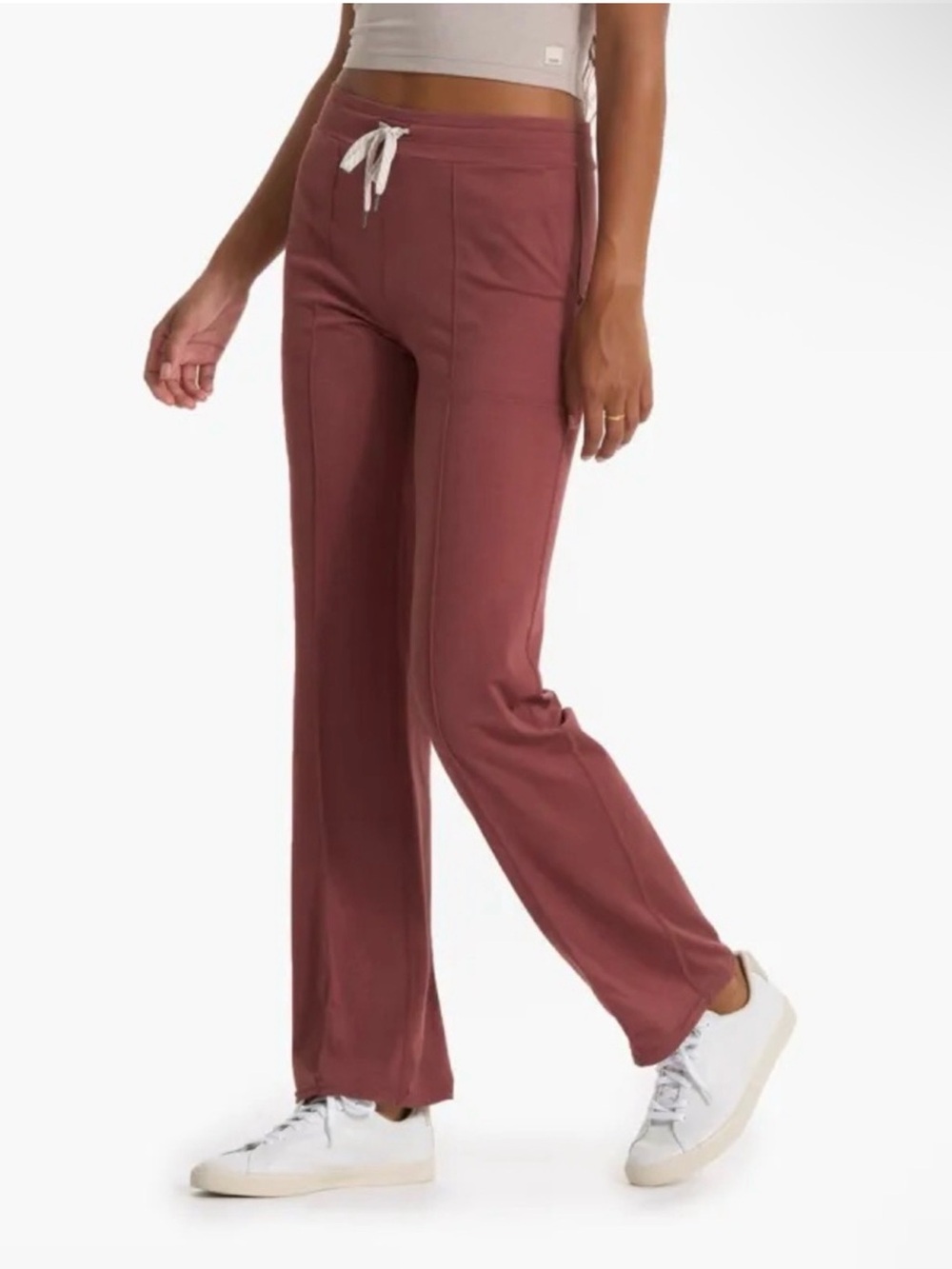Vuori Wide-Leg Track Pants in Dusty Mauve